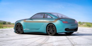 Markasız, jenerik konsept bir arabanın 3 boyutlu çizimi