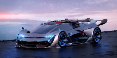 Markasız, jenerik konsept bir arabanın 3 boyutlu çizimi