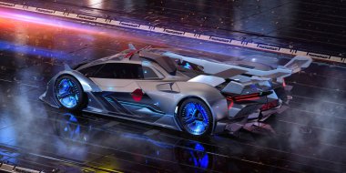 Markasız, jenerik konsept bir arabanın 3 boyutlu çizimi