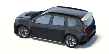 Beyaz üzerine izole edilmiş markasız, jenerik konsept bir arabanın 3D görüntülenmesi