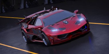 Markasız, jenerik konsept bir arabanın 3 boyutlu çizimi