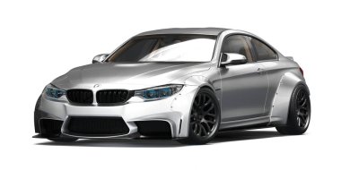 Markasız, jenerik konsept bir arabanın 3 boyutlu çizimi