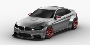 Markasız, jenerik konsept bir arabanın 3 boyutlu çizimi