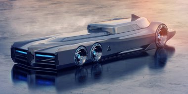 Markasız, jenerik konsept bir arabanın 3 boyutlu çizimi