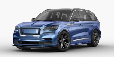 Stüdyo ortamında markasız, jenerik konsept bir arabanın 3 boyutlu çizimi