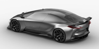 Stüdyo ortamında markasız, jenerik konsept bir arabanın 3 boyutlu çizimi