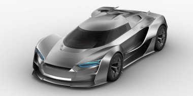 Stüdyo ortamında markasız, jenerik konsept bir arabanın 3 boyutlu çizimi