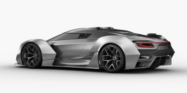 Stüdyo ortamında markasız, jenerik konsept bir arabanın 3 boyutlu çizimi