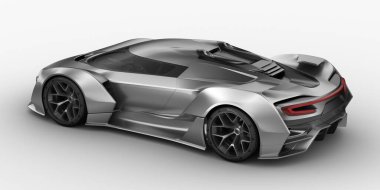 Stüdyo ortamında markasız, jenerik konsept bir arabanın 3 boyutlu çizimi