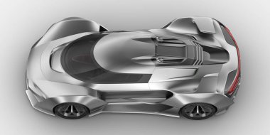 Stüdyo ortamında markasız, jenerik konsept bir arabanın 3 boyutlu çizimi