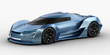 Stüdyo ortamında markasız, jenerik konsept bir arabanın 3 boyutlu çizimi