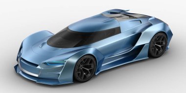 Stüdyo ortamında markasız, jenerik konsept bir arabanın 3 boyutlu çizimi