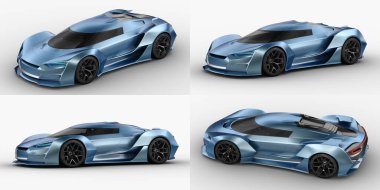 Stüdyo ortamında markasız, jenerik konsept bir arabanın 3 boyutlu çizimi