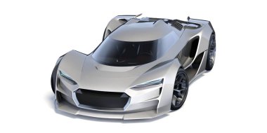 Stüdyo ortamında markasız, jenerik konsept bir arabanın 3 boyutlu çizimi