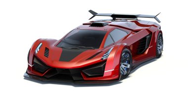 Markasız, jenerik konsept bir arabanın 3 boyutlu çizimi 