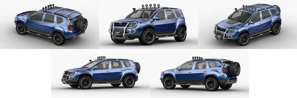 Weergave Van Een Merkloze Generieke Suv Concept Auto Studio Omgeving — Stockfoto