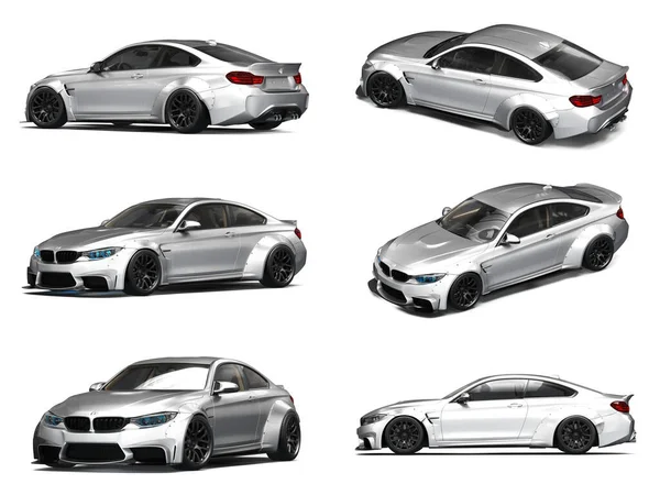 Stüdyo ortamında markasız, jenerik konsept bir arabanın 3 boyutlu çizimi