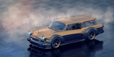 Stüdyo ortamında markasız bir genel otomobilin 3d render
