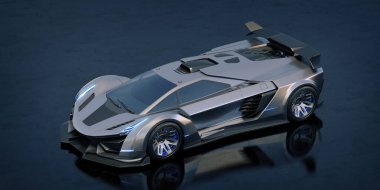 Markasız, jenerik konsept bir arabanın 3 boyutlu çizimi