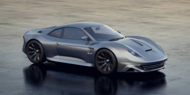 Stüdyo ortamında markasız jenerik arabaların 3 boyutlu çizimi