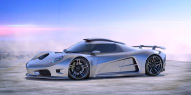 Stüdyo ortamında markasız jenerik arabaların 3 boyutlu çizimi