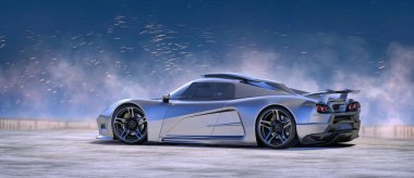 Stüdyo ortamında markasız jenerik arabaların 3 boyutlu çizimi