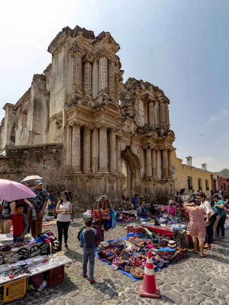 Antiguas Guatemalas Stadsarkitektur Och Befolkning — Stockfoto