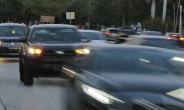 Sunset Drive Miami 'de arabalar, gece limitleri, kuşlar, güneş kremi