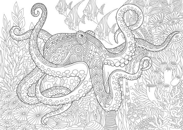 Zentangle στυλιζαρισμένη ενυδρείο — Διανυσματικό Αρχείο