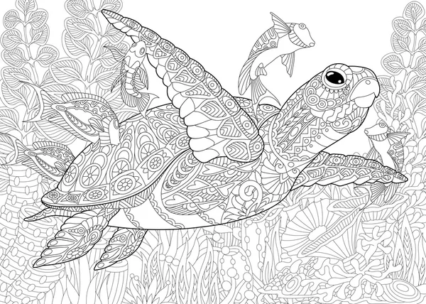 Zentangle 程式化的水族馆 — 图库矢量图片