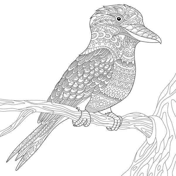 Oiseau kookaburra stylisé Zentangle — Image vectorielle