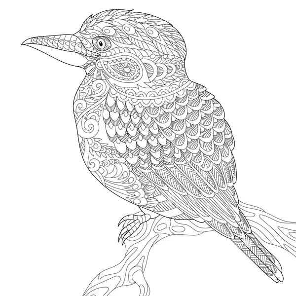 Oiseau kookaburra stylisé Zentangle — Image vectorielle