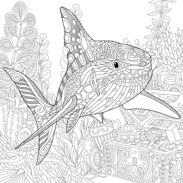 Aquarium stylisé Zentangle — Image vectorielle