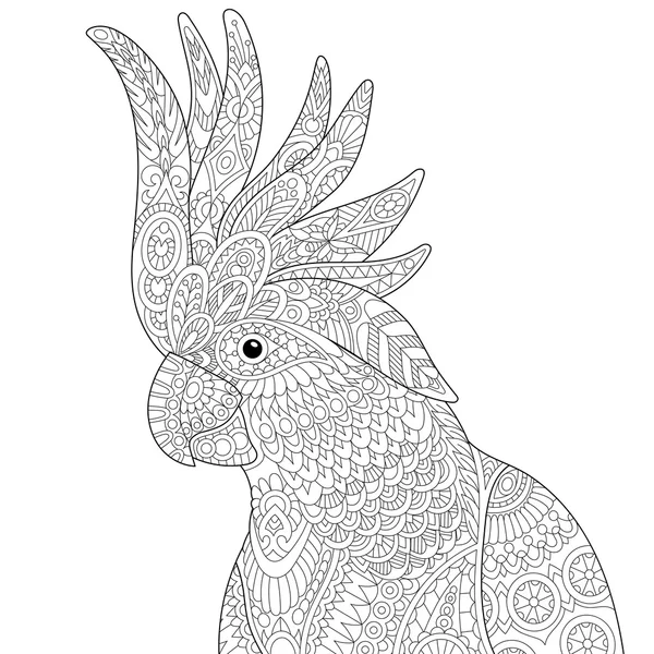 Zentangle stilize Kakadu — Stok Vektör