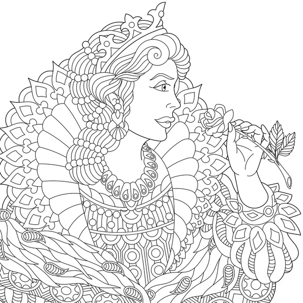 Zentangle 程式化的女王 — 图库矢量图片
