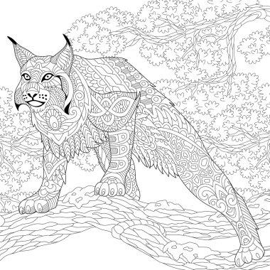 Zentangle stilize yaban kedisi