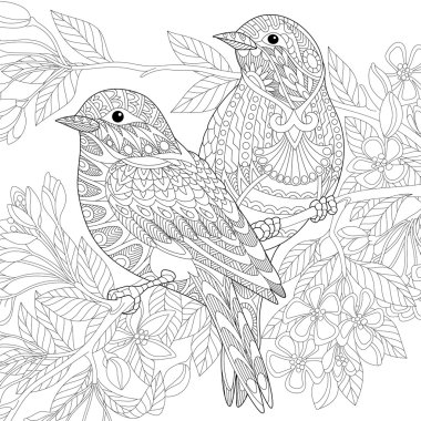 Stilize Zentangle kuşlar
