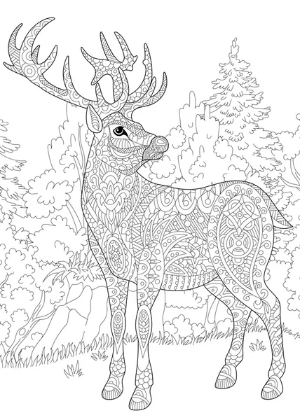 Zentangle stylized deer — Stock Vector
