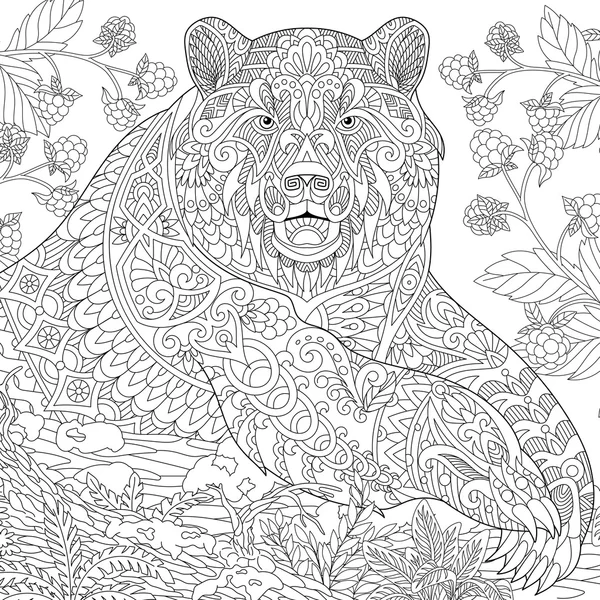 Zentangle stilizált grizzly medve — Stock Vector