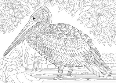 Zentangle stilize Pelikan
