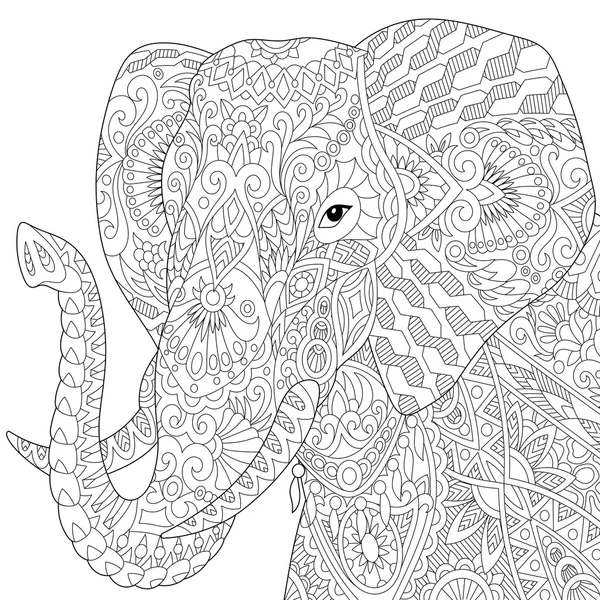 Zentangle は、象を様式化されました。 — ストックベクタ