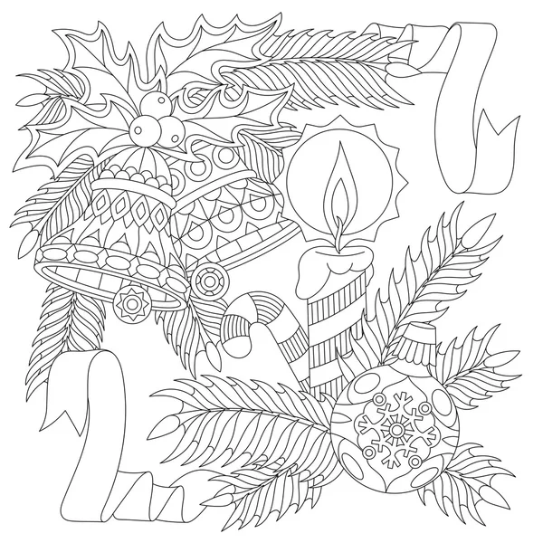 Decoraciones de Año Nuevo Zentangle — Vector de stock