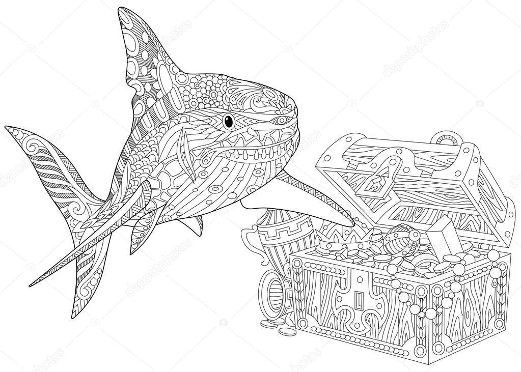 Zentangle stylized shark