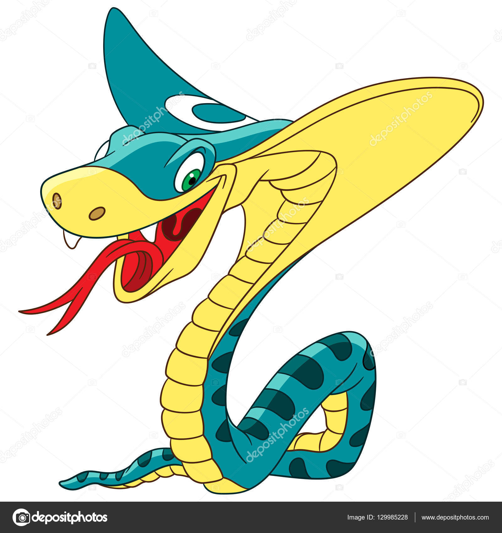 Pequena Ilustração Animal De Desenho Animado De Cobra-rei