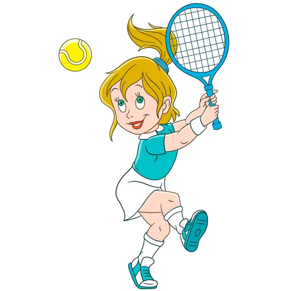 漫画の女の子のテニス選手 — ストックベクタ