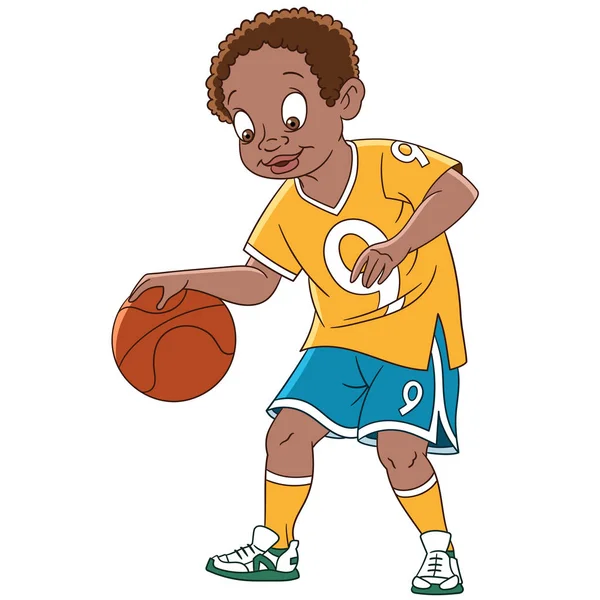 Niño De La Historieta Que Juega a Baloncesto Ilustración del Vector -  Ilustración de colores, cabrito: 139510355
