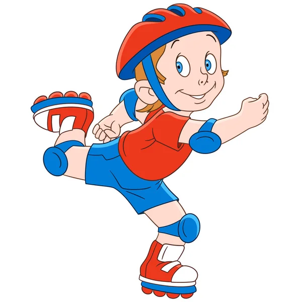 卡通男孩滚轴溜冰 — 图库矢量图片