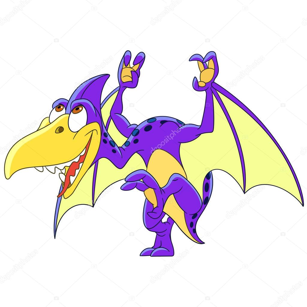 Cartoon pterodactyl dinosaur — Stock Vector © Sybirko #129985226