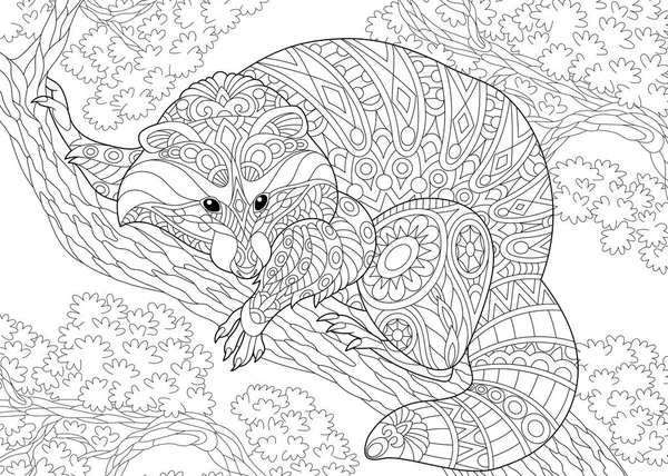 程式化的 Zentangle 浣熊 — 图库矢量图片
