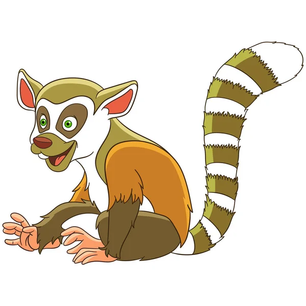 Dibujos animados lemur animal — Vector de stock